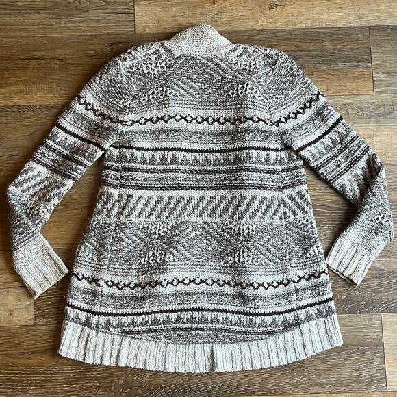 Lucky Brand Southwestern Wool Knit Cardigan Sweater Womens M Neutral Aztec Boho - Picture 3 of 7